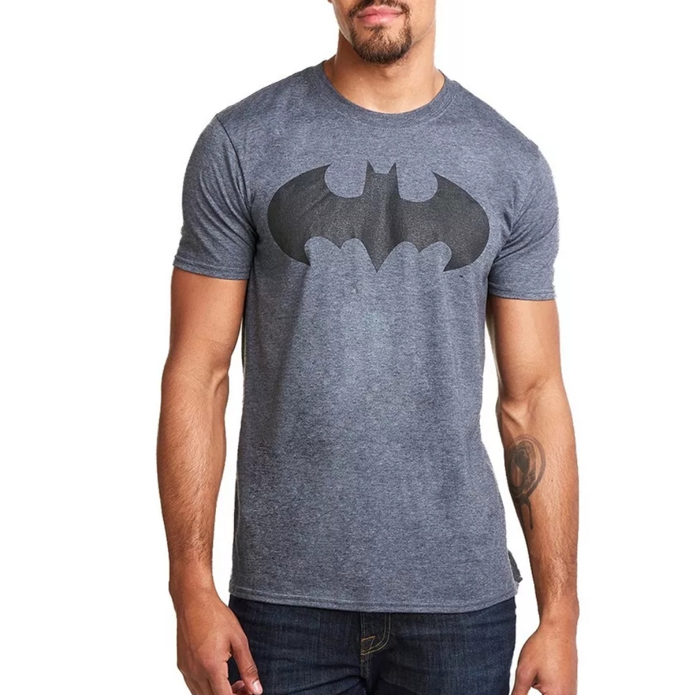 Batman Men's Gray Bat Signal Logo Graphic Short Sleeve T-Shirt Size XL